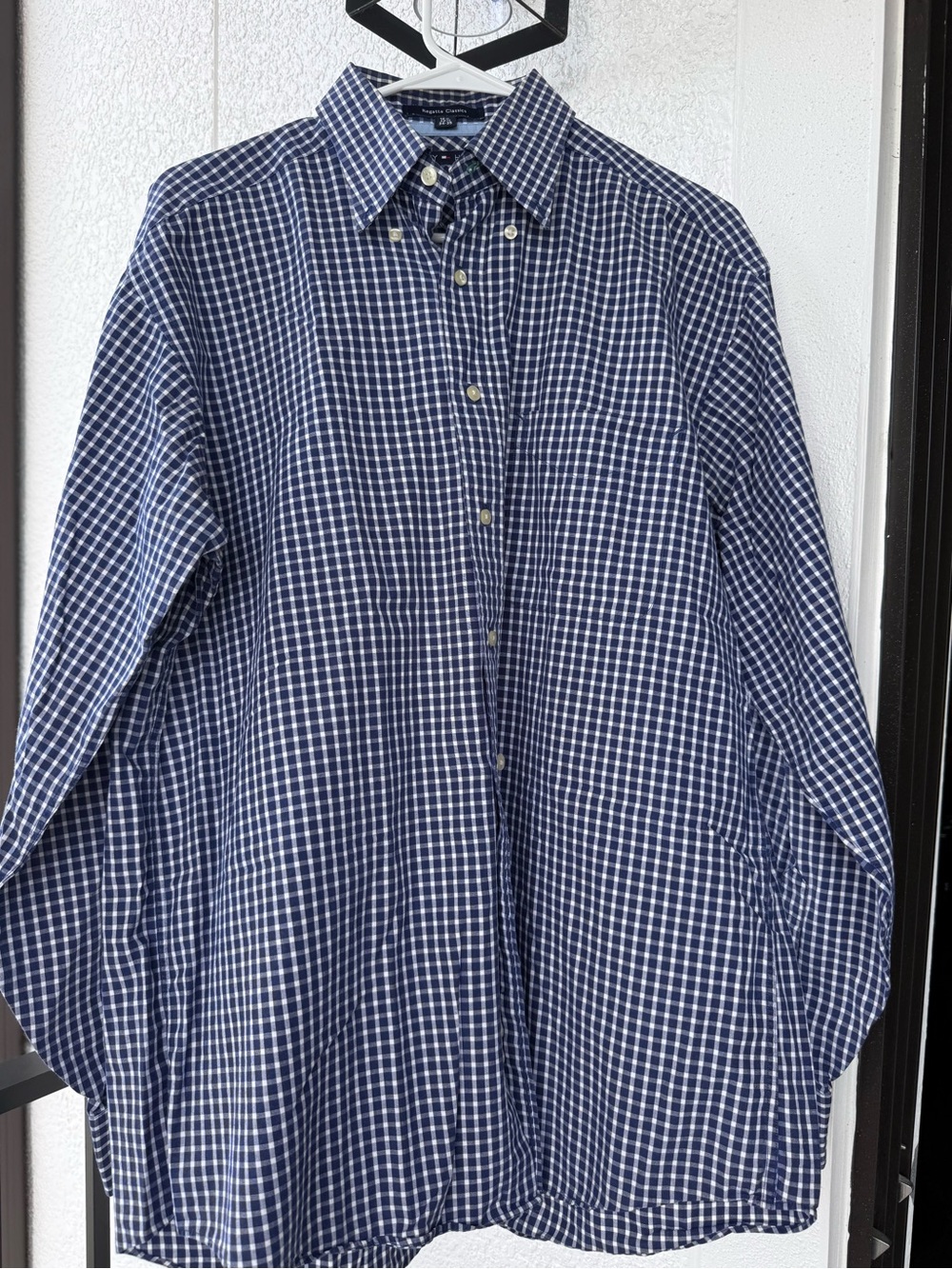 Tommy Hilfiger Navy and White Check Button-Down Shirt
